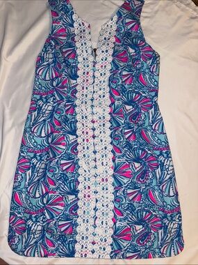 Lilly Pulitzer for Target Blue and Pink Shell-Print Shift Dress